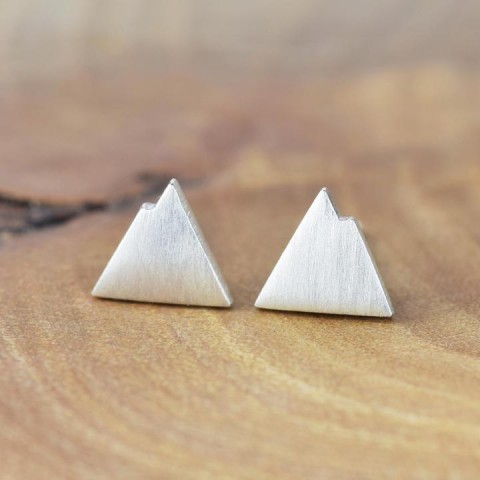 Handcrafted Scottish jewellery - Silver contour mountain stud earrings Handcrafted Scottish jewellery - Silver contour mountain stud earrings